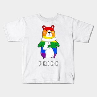 Pride Bear Wearing a Scarf Kids T-Shirt